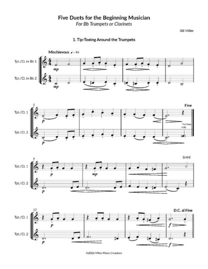 Five Duets for the Beginning Musician (Volume 1) - Bb Clarinets/Trumpets