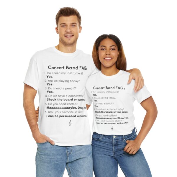 Concert Band FAQs Unisex Heavy Cotton Tee, Musician Gift, Band Geek Shirt, Music Lover Graphic Tee, Funny Music Teacher Shirt - Image 2