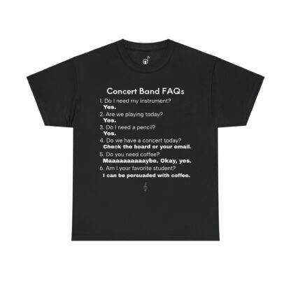 Concert Band FAQs Unisex Heavy Cotton Tee, Musician Gift, Band Geek Shirt, Music Lover Graphic Tee, Funny Music Teacher Shirt - Image 6