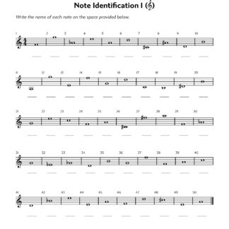 Note Identification Worksheets